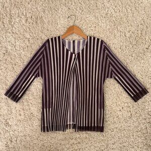 Issey Miyake Pleats Please Stripped 3/4 Sleeve Jacket